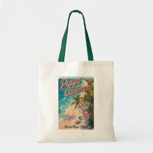 Bolsa Tote Ilustração de Praia de Playa del Carmen Arte de Vi