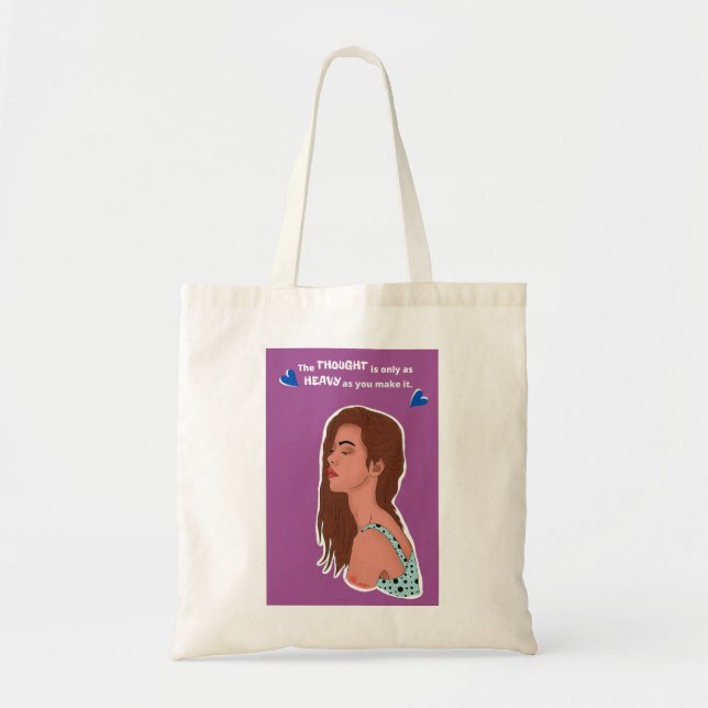 Bolsa Tote Ilustração de retrato mental feminino (Frente)