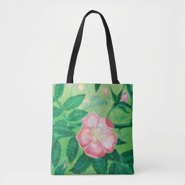 Bolsa Tote Ilustração de Rosa selvagem rosa (Frente)