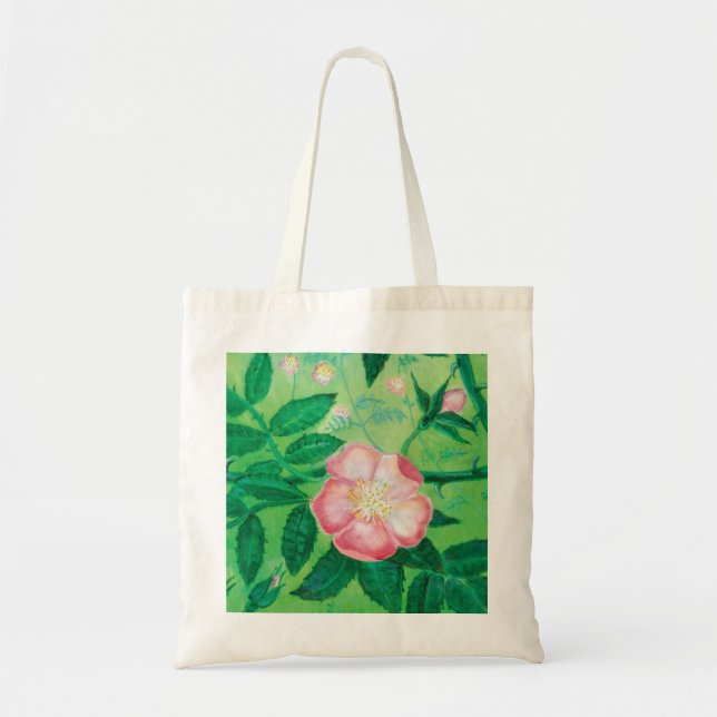 Bolsa Tote Ilustração de Rosa selvagem rosa (Frente)