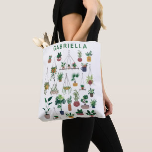 Bolsa Tote Ilustração de Senhora das Plantas Boho Personaliza