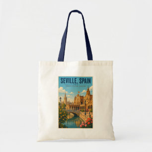 Bolsa Tote Ilustração de Sevilha Espanha Arte de Viagem Vinta