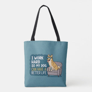 Bolsa Tote Ilustração de Sofá com Citação Divertida de Cachor