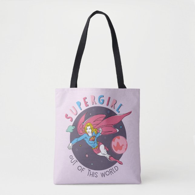 Bolsa Tote Ilustração de Supergirl Voando para Cima (Frente)