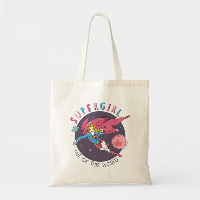 Bolsa Tote Ilustração de Supergirl Voando para Cima (Frente)