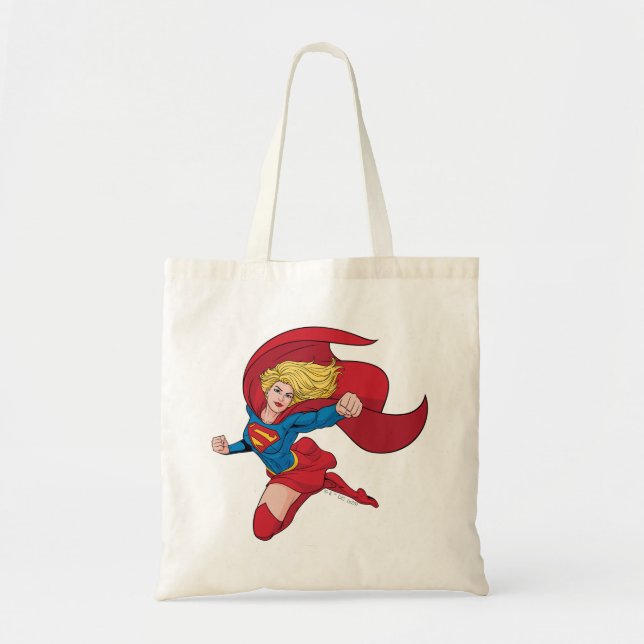 Bolsa Tote Ilustração de Supergirl Voando para Cima (Frente)