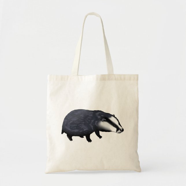 Bolsa Tote Ilustração de Texugo Desenhada à Mão (Frente)