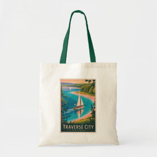 Bolsa Tote Ilustração de Traverse City Michigan Arte de Viage