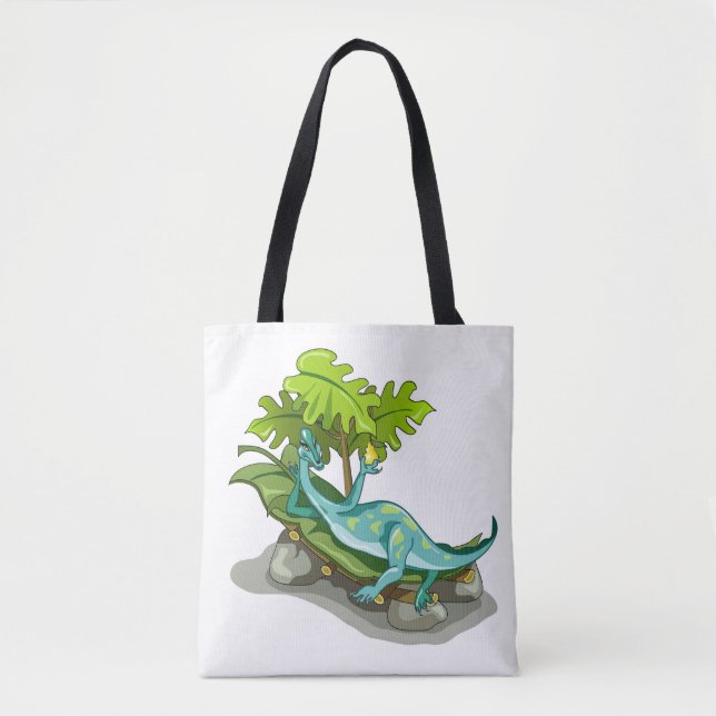 Bolsa Tote Ilustração De Um Banho De Sol Iguanodon. (Frente)