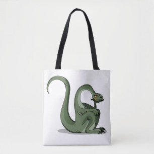 Bolsa Tote Ilustração De Um Brontossauro De Cartoon Pensando.