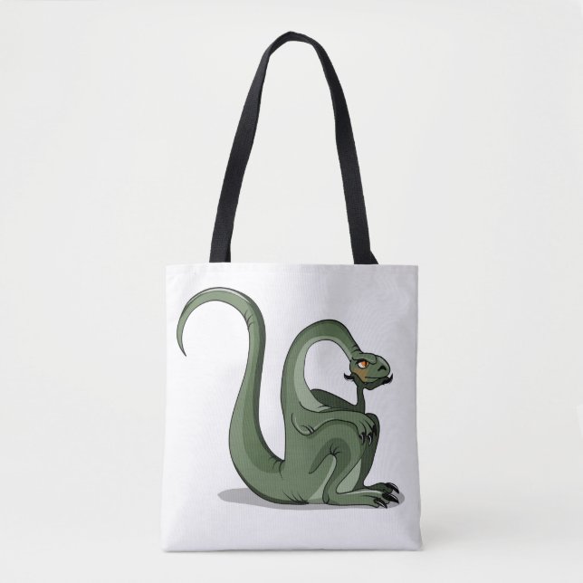 Bolsa Tote Ilustração De Um Brontossauro De Cartoon Pensando. (Frente)