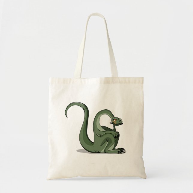 Bolsa Tote Ilustração De Um Brontossauro De Cartoon Pensando. (Frente)