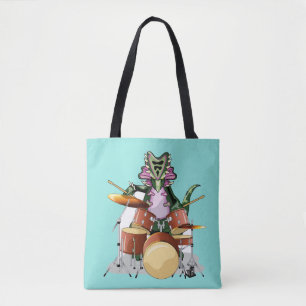 Bolsa Tote Ilustração De Um Chasmosauro Jogando Os Tambores.