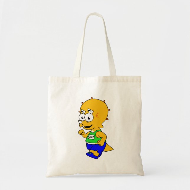Bolsa Tote Ilustração De Um Corredor De Tricerátops. (Frente)