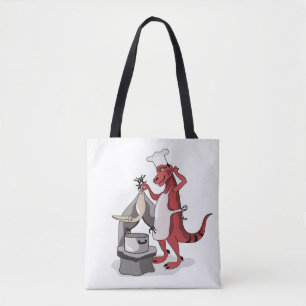 Bolsa Tote Ilustração De Um Cozinhar De Chef Tyrannosaurus Re