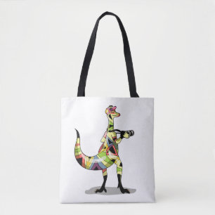 Bolsa Tote Ilustração De Um Fotógrafo De Iguanodon.