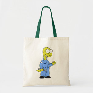 Bolsa Tote Ilustração De Um Mecânico Brontossauro.