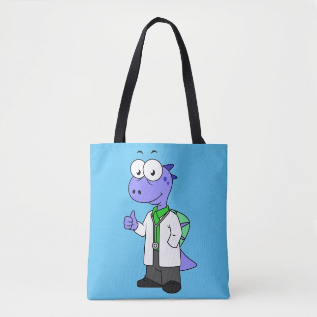 Bolsa Tote Ilustração De Um Médico Espinossauro. (Frente)