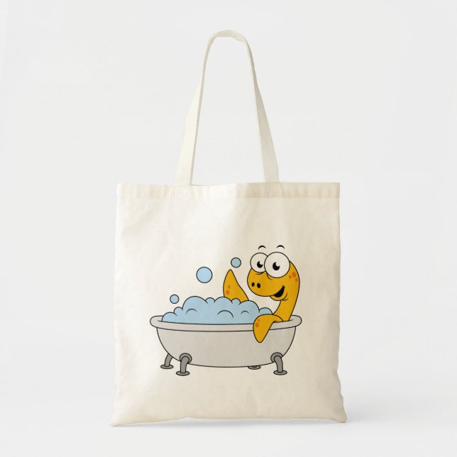 Bolsa Tote Ilustração De Um Monstro De Ness Do Banho. (Frente)