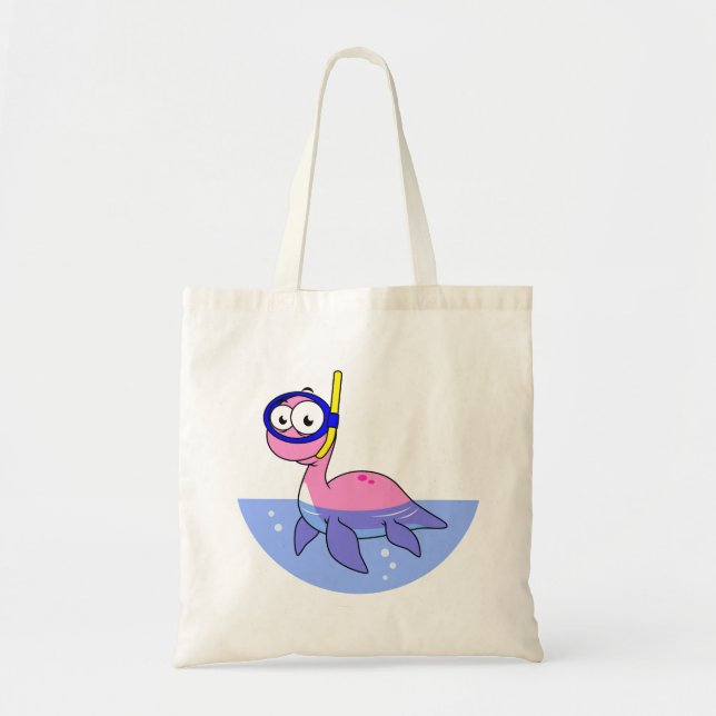 Bolsa Tote Ilustração De Um Monstro De Snorkeling Loch Ness. (Frente)