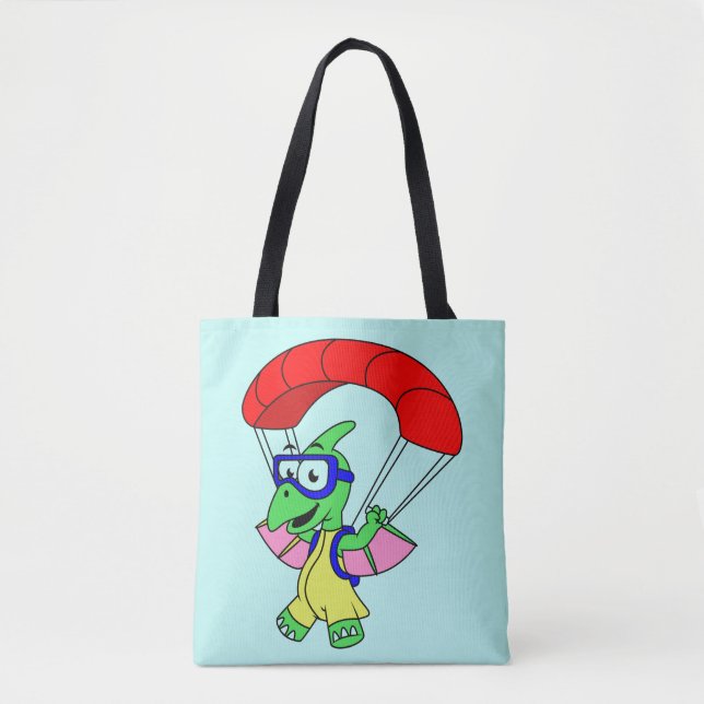 Bolsa Tote Ilustração De Um Paraquedas Pterodactilo. (Frente)