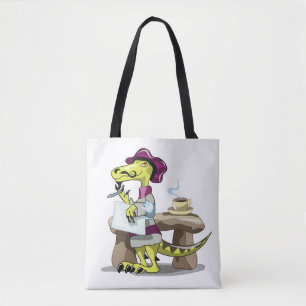 Bolsa Tote Ilustração De Um Pensamento De Poeta De Raptor De