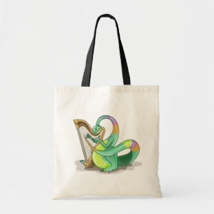 Bolsa Tote Ilustração De Um Plateossauro Jogando A Harpa.