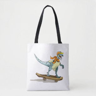 Bolsa Tote Ilustração De Um Skate De Raptor.