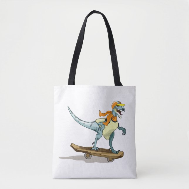 Bolsa Tote Ilustração De Um Skate De Raptor. (Frente)