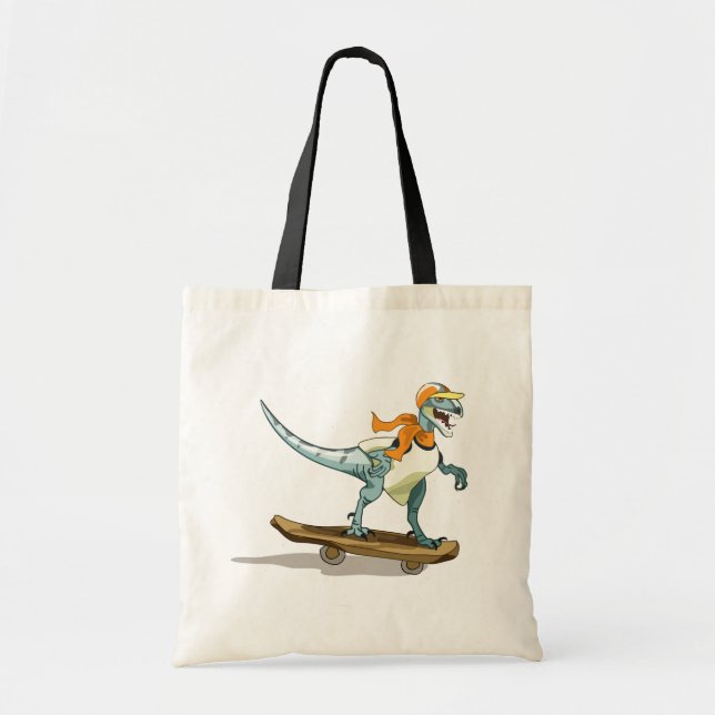Bolsa Tote Ilustração De Um Skate De Raptor. (Frente)