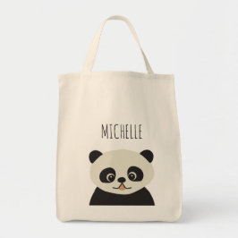 Bolsa Tote Ilustração de urso panda fofo personalizado