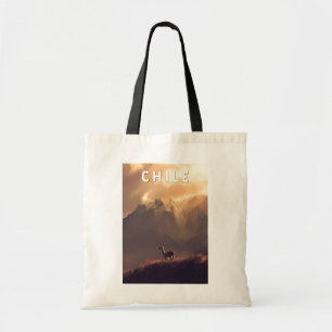 Bolsa Tote Ilustração de Viagem Chile Arte Vintage