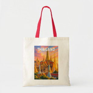 Bolsa Tote Ilustração de viagem da Tailândia Arte Vintage