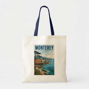 Bolsa Tote Ilustração de Viagem de Arte da Baía de Monterey C