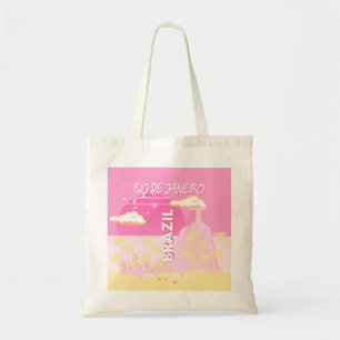 Bolsa Tote Ilustração de Viagem de Arte Rosa do Rio de Janeir