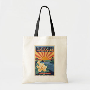 Bolsa Tote Ilustração de Viagem de Arte Vintage do Mississipp