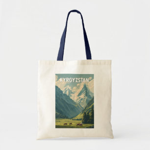 Bolsa Tote Ilustração de Viagem de Arte Vintage do Quirguistã
