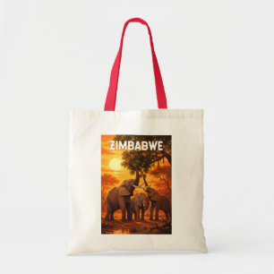 Bolsa Tote Ilustração de viagem de arte vintage do Zimbábue