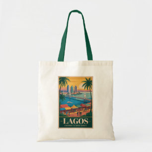 Bolsa Tote Ilustração de viagem de arte vintage Lagos Nigéria