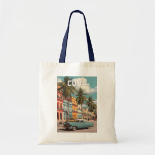 Bolsa Tote Ilustração de Viagem de Cuba Arte Vintage