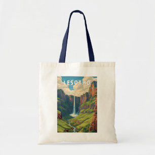 Bolsa Tote Ilustração de viagem de Lesoto Arte Vintage