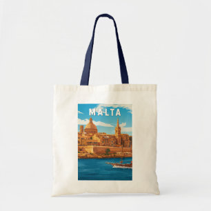 Bolsa Tote Ilustração de viagem de Malta Arte Vintage