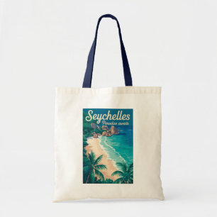 Bolsa Tote Ilustração de viagem de praia das Seychelles Arte