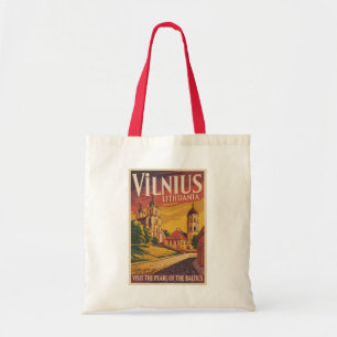 Bolsa Tote Ilustração de Viagem de Vilnius Lituânia Vintage A