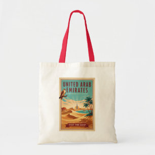 Bolsa Tote Ilustração de viagem do deserto do falcão de Dubai
