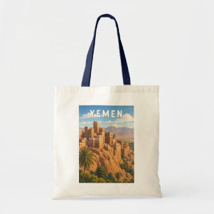 Bolsa Tote Ilustração de viagem do Iêmen Arte Vintage