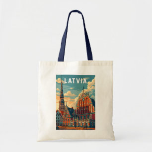 Bolsa Tote Ilustração de viagem vintage da Letônia