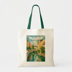 Bolsa Tote Ilustração de viagem vintage de Liubliana Eslovêni