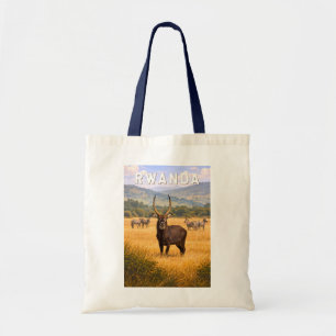 Bolsa Tote Ilustração de viagem vintage de Ruanda