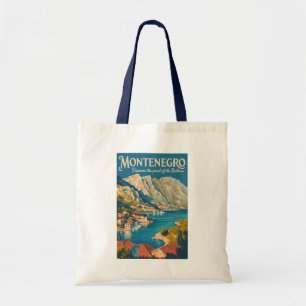 Bolsa Tote Ilustração de viagem vintage dos Balcãs de Montene